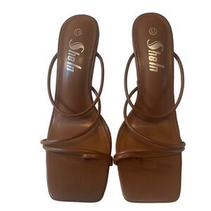 Sheln Square Open Toe Strappy Stiletto Sandals in Ladies Size 8.5